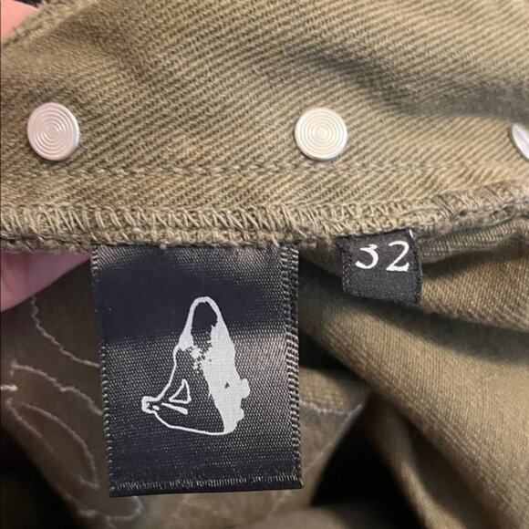 Siberia Hills Green Patches Button Closure Cargo Pants Modern Casual - Picture 9 of 14